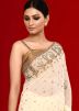 Cream Handwork Saree In Georgette