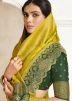 Green Zari Woven Chiffon Half N Half Saree