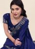 Navy Blue Embellished Chiffon Saree