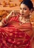 Red Zari Woven Saree In Georgette