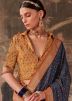 Blue Printed Art Silk Saree