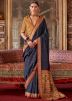 Blue Printed Art Silk Saree