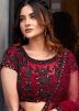 Maroon Embroidered Net Saree