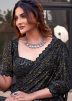 Black Sequin Work Saree In Net