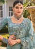 Grey Embroidered Crape Saree With Blouse