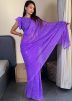 Blue Sequin Work Saree In Georgette