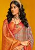 Grey Zari Woven Art Silk Saree