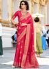 Red Satin Zari Woven Saree