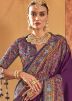 Purple Art Silk Saree In Print