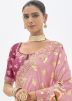 Pink Woven Work Saree In Silk