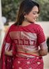 Red Art Silk Saree In Zari Woven Work
