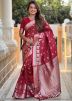 Red Art Silk Saree In Zari Woven Work