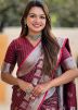 Maroon Zari Woven Saree n Art Silk
