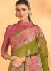 Green Georgette Saree In Brasso Work