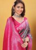 Grey Zari Woven Art Silk Saree