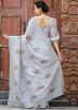 Grey Embroidered Chiffon Saree & Blouse