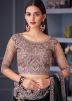 Black Satin Embroidered Saree & Blouse