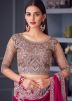 Pink Satin Embroidered Saree With Blouse