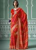 Red Silk Saree In Bandhej Print