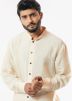 Plain Cream Readymade Mens Kurta With Pajama