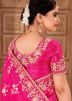 Pink Embroidered Saree In Viscose