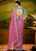 Pink Embroidered Saree In Organza