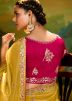 Yellow Embroidered Saree In Organza