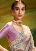 Purple Organza Saree With Woven Blouse