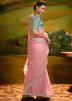 Pink Embroidered Organza Saree 