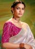 Off White Embroidered Saree In Organza
