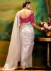Off White Embroidered Saree In Organza