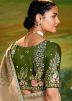 Brown Embroidered Saree In Organza