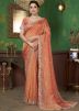 Orange Embroidered Georgette Saree