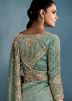 Green Embroidered Saree In Tussar Silk
