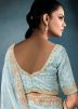 Blue Embroidered Saree In Tussar Silk