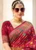 Maroon Tussar Silk Floral Print Saree