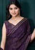 Purple Embroidered Saree In Organza