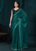 Green Embroidered Saree In Organza