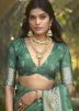 Green Floral Print Saree In Cotton