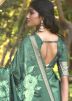 Green Floral Print Saree In Cotton