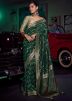 Green Zari Woven Saree & Blouse In Silk