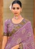 Lavender Embroidered Saree With Blouse