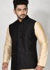 Black Readymade Nehru Jacket For Mens