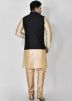 Black Readymade Nehru Jacket For Mens