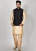 Black Readymade Nehru Jacket For Mens