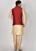 Maroon Nehru Jacket In Dupion Silk