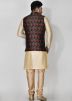 Digital Printed Black Nehru Jacket In Jacquard