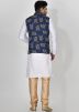 Blue Digital Floral Printed Nehru Jacket