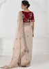 Beige Saree With Embroidered Blouse