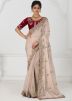 Beige Saree With Embroidered Blouse